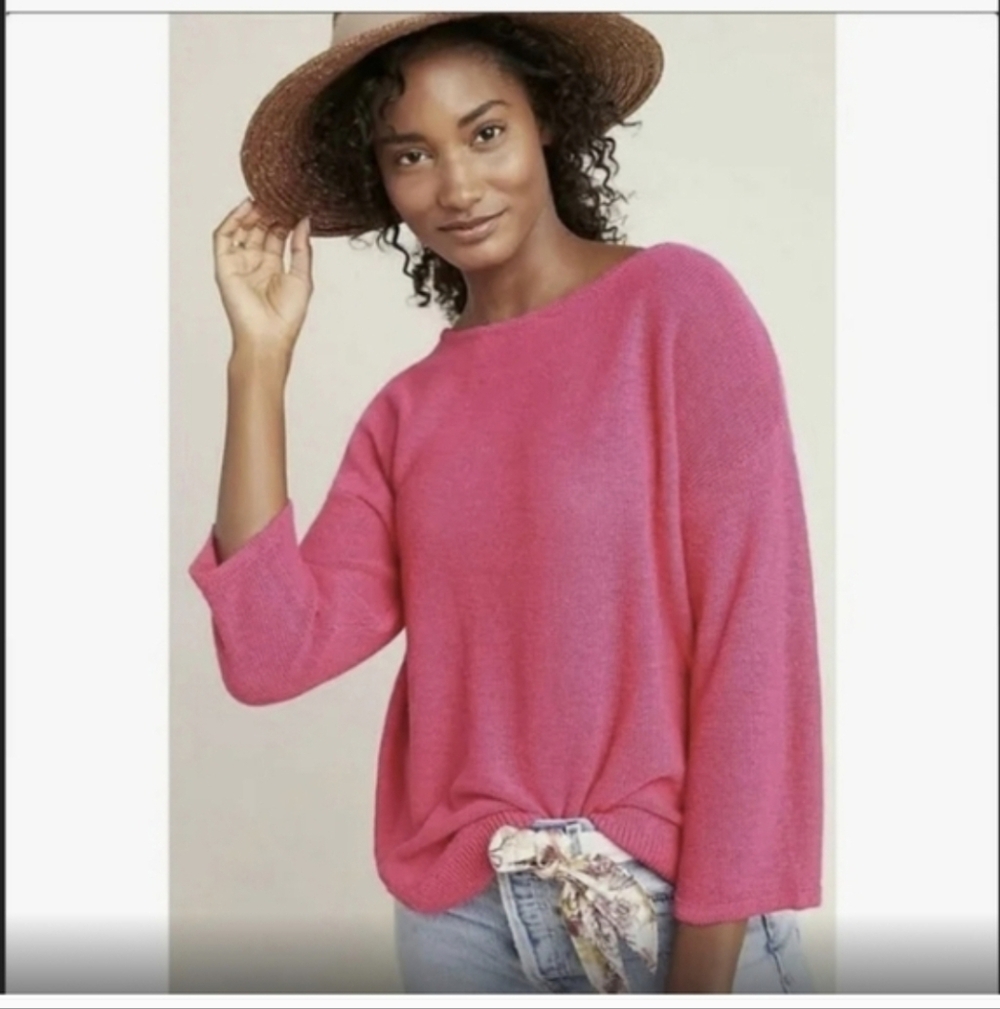 Anthropologie Mayfield Knit Linen Blend Boatneck Sweater Small